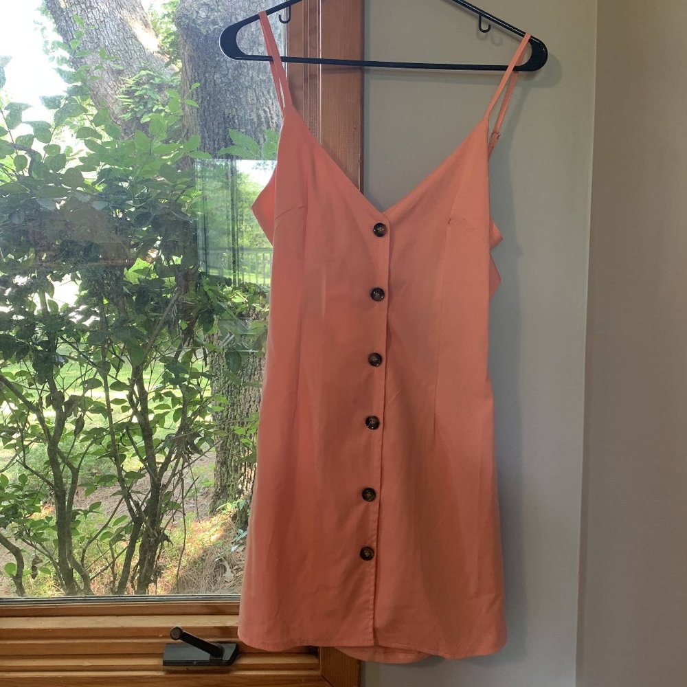 Button down tie back mini dress